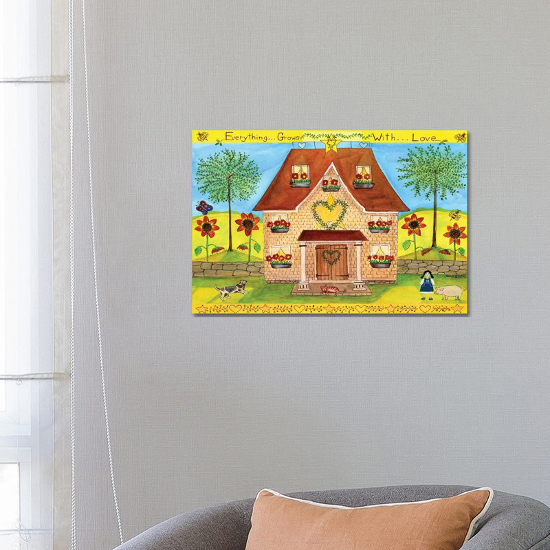 «Everything Grows with Love» par Cheryl Bartley, reproduction d'art sur toile tendue, H 8 po x l 12 po x P 0,75 po