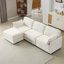 Canapé moelleux 3 places: canapé modulaire 3 places + repose-pieds avec coussins en chenille + 2 coussins décoratifs - taille compacte pour appartement, salon, chambre à coucher