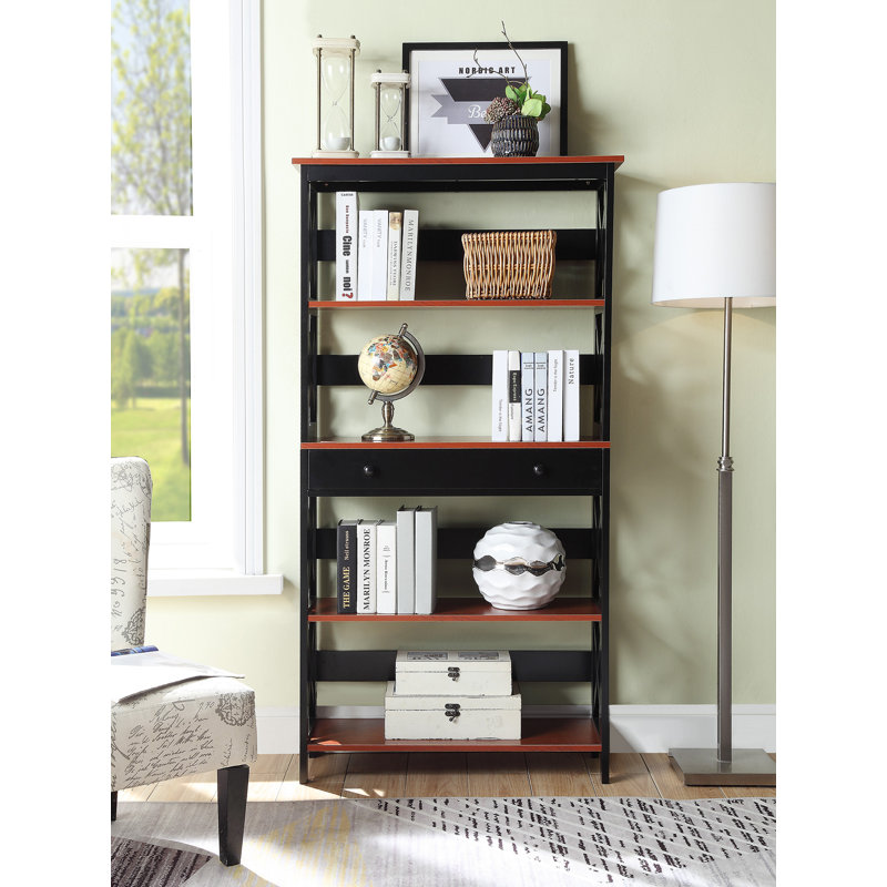 Bibliothèque de rangement avec tiroir Oakden, Cerise / noir