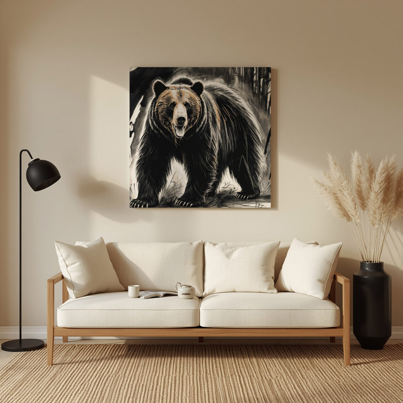 Faune, ours gris, art mural en métal, H 32 po x l 32 po