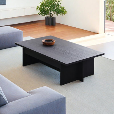 Simple rectangular solid wood coffee table