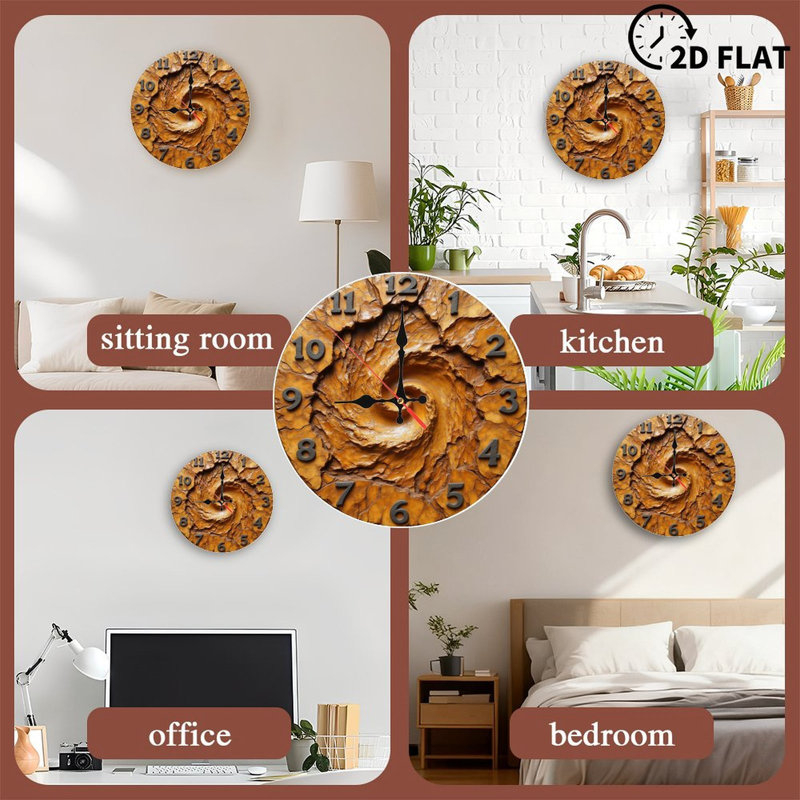 Horloge murale spirale en bois