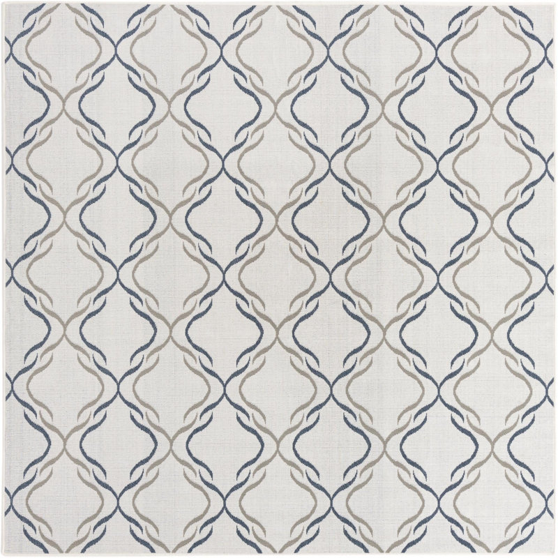Draupadi Geometric Indoor / Outdoor Rug, Square 7'10"
