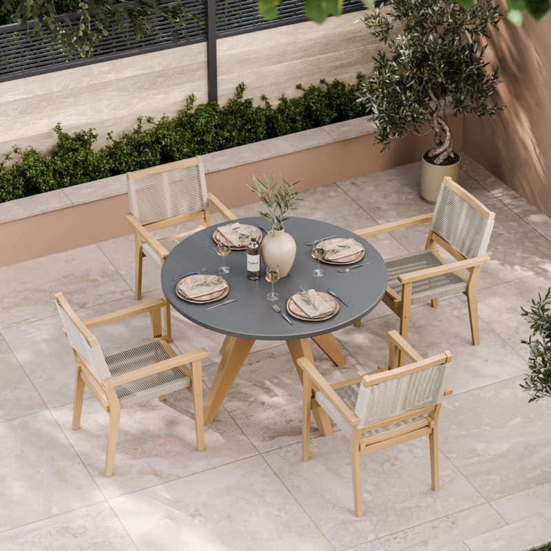 Luna Round 120cm Dining set with Roma Stacking chairs 