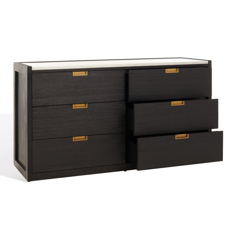 Commode 6 tiroirs Eliane, Noir