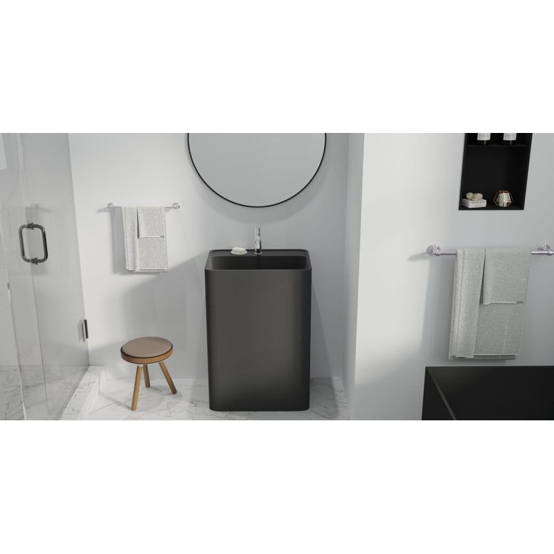 Lavabo de salle de bain sur pied Badeloft, Noir mat