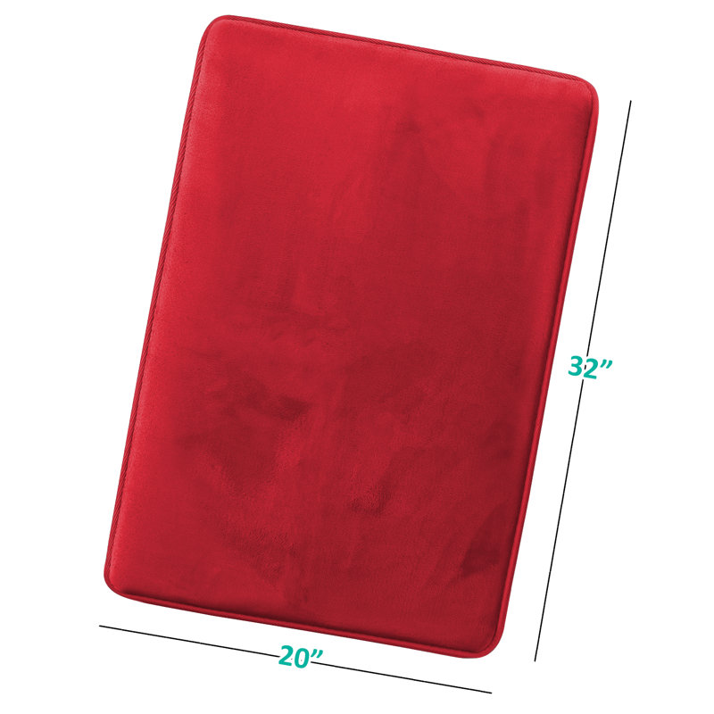 Ultra Soft and Absorbent Memory Foam Bath Rug Set with Non-Slip Backing, Large: 32" L x 20" W, Burgundy Red