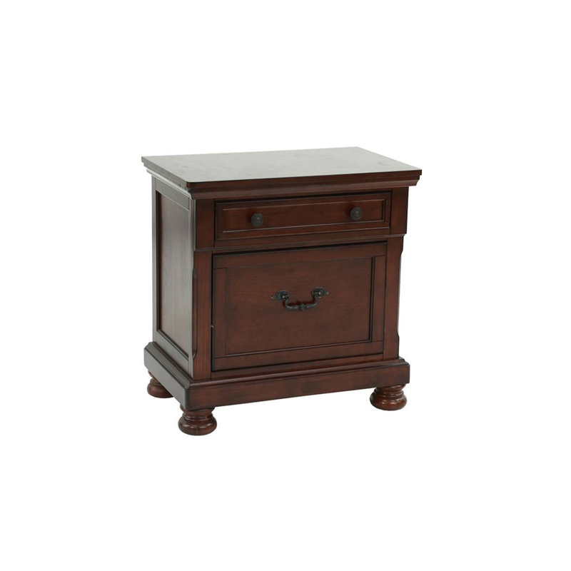 Table de chevet ancienne en bois de cerisier, H 30 po x l 29 po x P 18 po