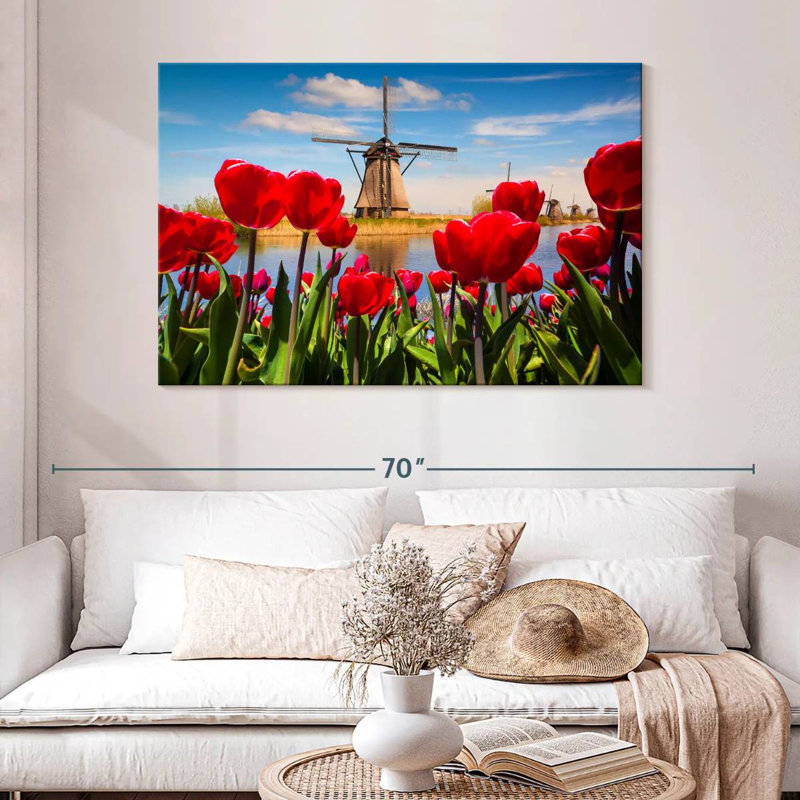 Harnek Tulips Windmill, 32" H x 48" W