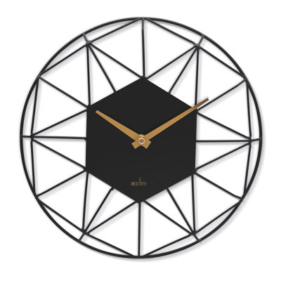Acctim Wall Clock Quartz Metal Geometric Wire Frame Open Dial 30cm
