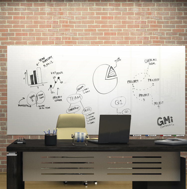 Tableau blanc mural Aria, H 48 po x l 72 po x L 72 po, Blanc, Non