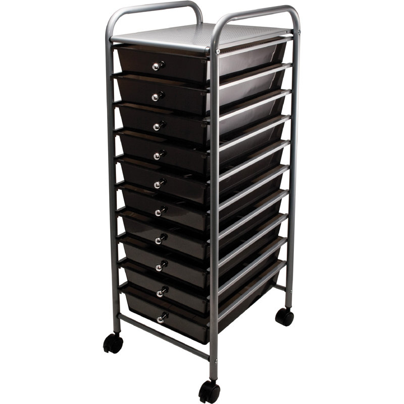 Advantus 10-Drawer Smoke and Matte Gray Rolling Organizer