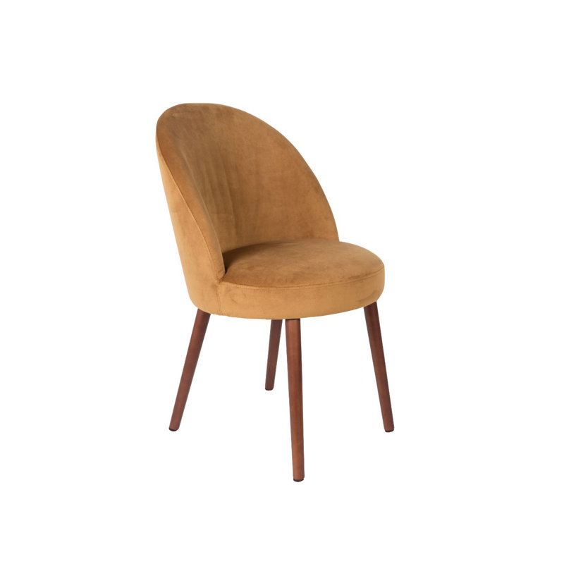 20'' H Velvet Upholstered Beech Side Chair, Camel