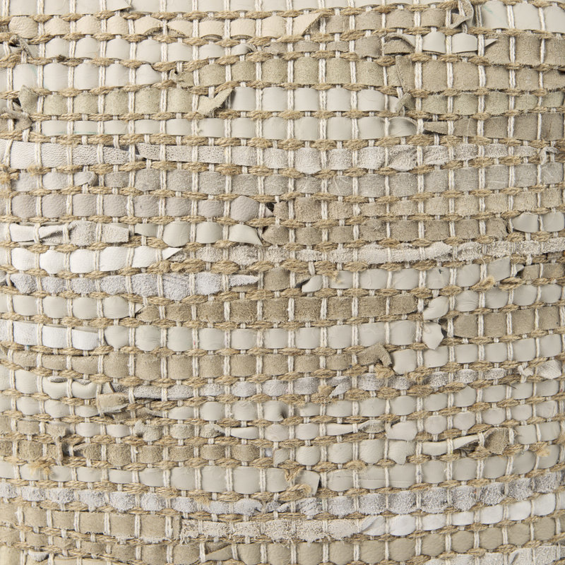 Pouf 0H en cuir et jute, Beige