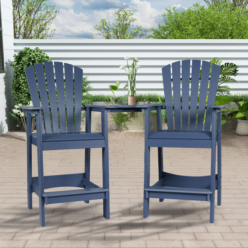 Chaise haute Adirondack avec table Cezalinda, Bleu marine