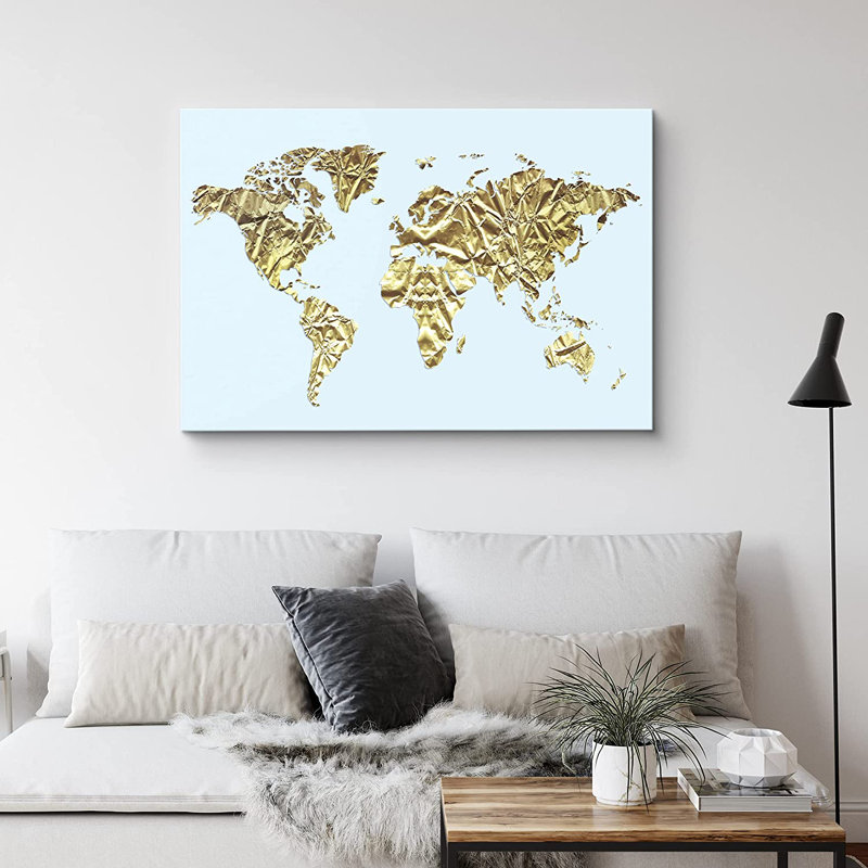 World Map " World Map Landscape Islands ", 16" H x 24" W x 1.5" D