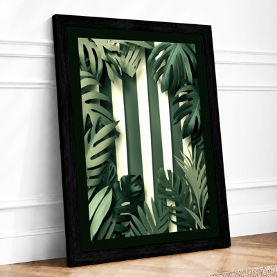 Striped Foliage Botanical - Framed Print