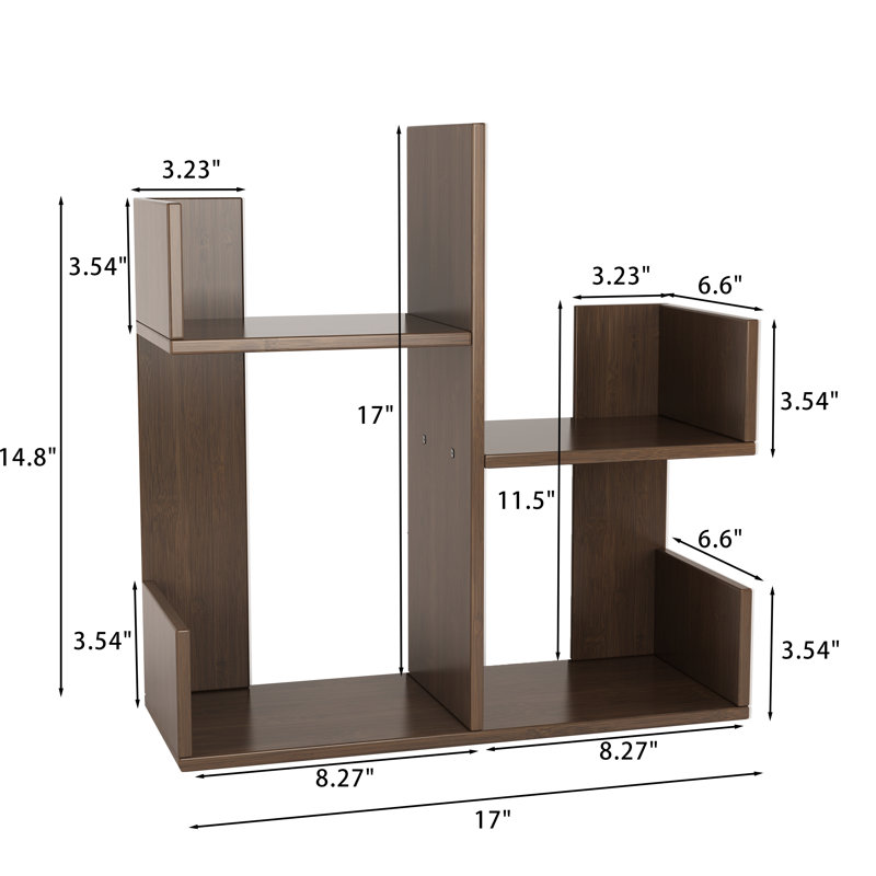 Étagère de bureau moderne en bambou avec rangement intégré, Brown