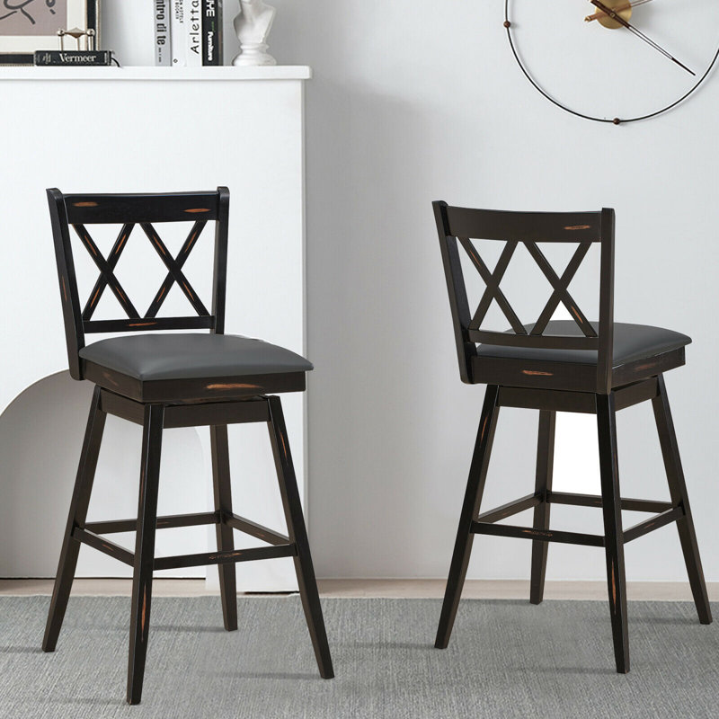 Tabouret de bar et de comptoir Embrey, Noir, 2, Hauteur de bar (hauteur de siège 29,5 pi)