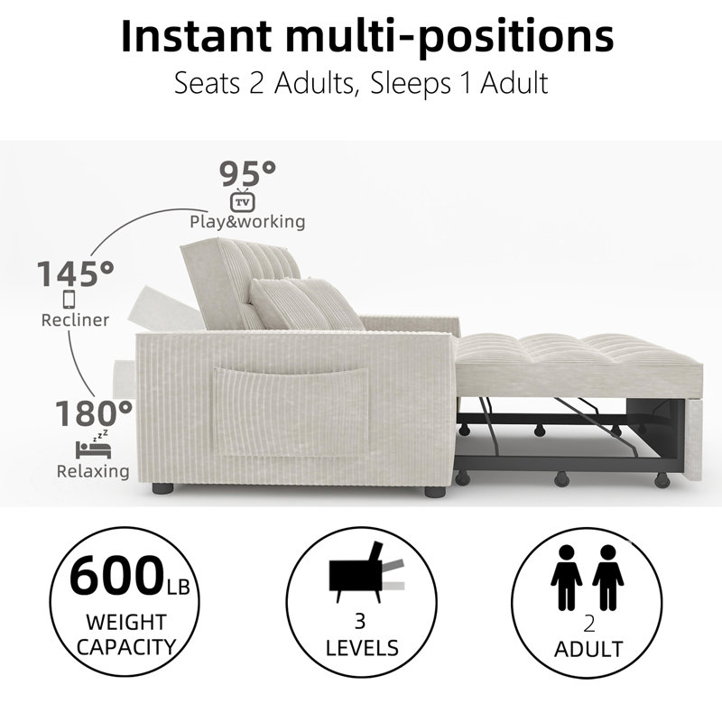 Ebern Designs Omorfo 53.2'' Upholstered Convertible Sleeper Sofa & Reviews