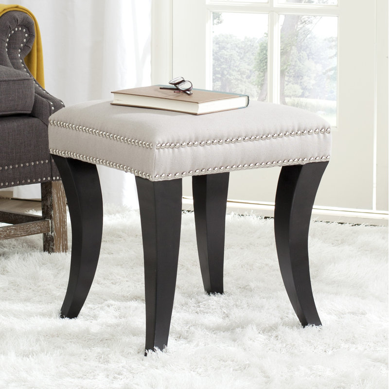 Eustis 44.5cm Wide Square Plaid Standard Ottoman, Ecru