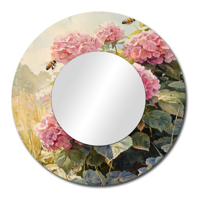 Hydrangeas In The Clover Field I - Floral Mirror Wall Decor - Printed On Metal