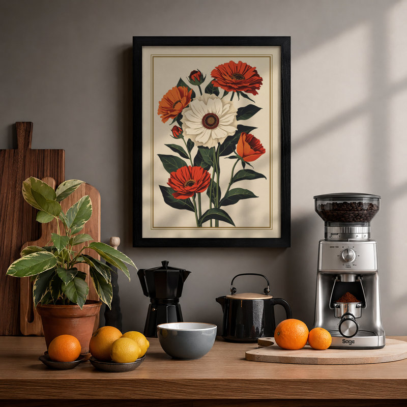 Dahlia Study Botanical - Print, Black, A3 - 42.0 x 29.7 cm