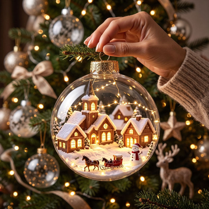 Ornements de Noël transparents 2D de 10 cm (4 pouces) à suspendre, décorations pour sapin de Noël, de profondeur