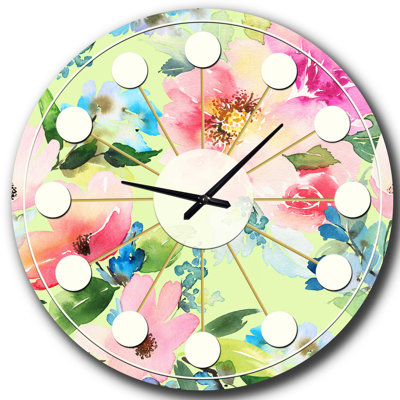 Horloge murale Floral Botanical Retro IV - Mid-Century
