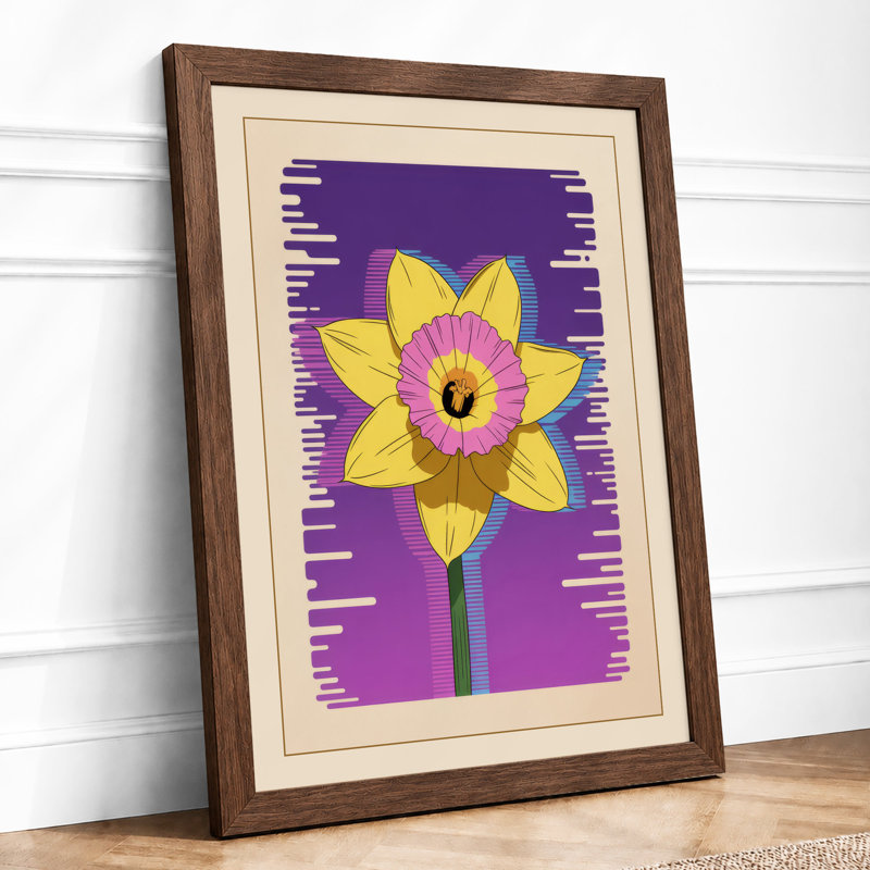 Cheerful Daffodil Botanical - Framed Print, Walnut, A3 - 42.0 x 29.7 cm