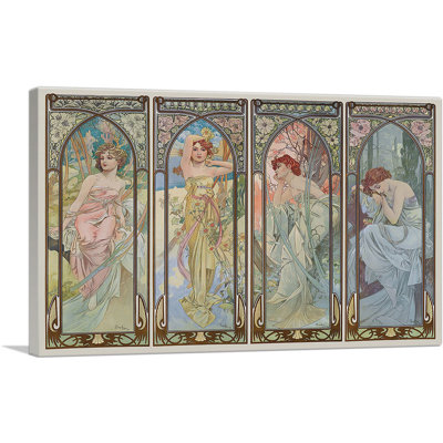 " Times of the Day " by Alphonse Mucha Oil Painting