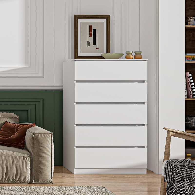 Delexis 27.6'' W 5 - Drawer Dresser, White