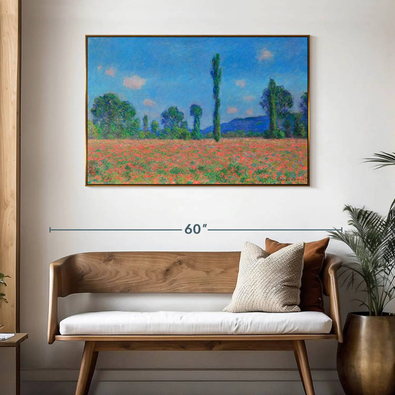Champ de coquelicots, Giverny, 1891, 46 po x 31 po, Cadre flottant doré