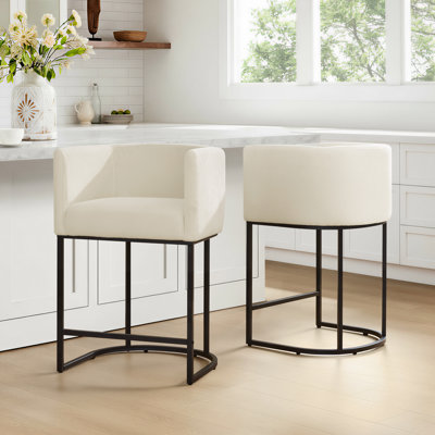Upholstered Counter Stool with Metal Frame