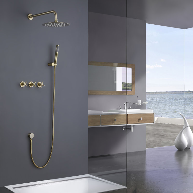 All-In-One Kit with Rough in-Valve, Brushed Gold