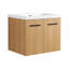 Meuble-lavabo flottant 24 po en contreplaqué de chêne clair avec lavabo, rangement mural à double porte, ensemble de 2 pièces avec comptoir en résine inclus