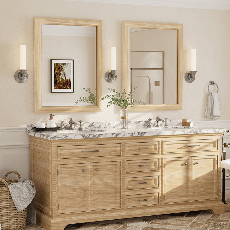 Miroir mural Amara, 36 po x 28 po, Bois jaune clair