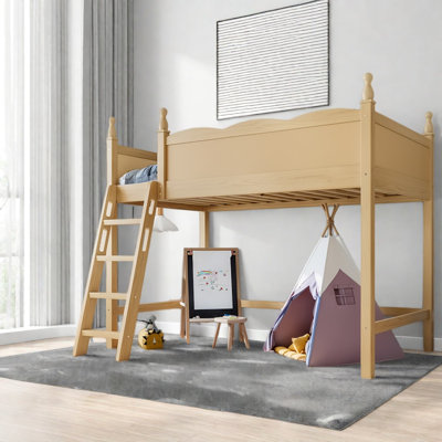 Lits mezzanine simples peu encombrants, structure moderne en bois naturel pour petites pièces