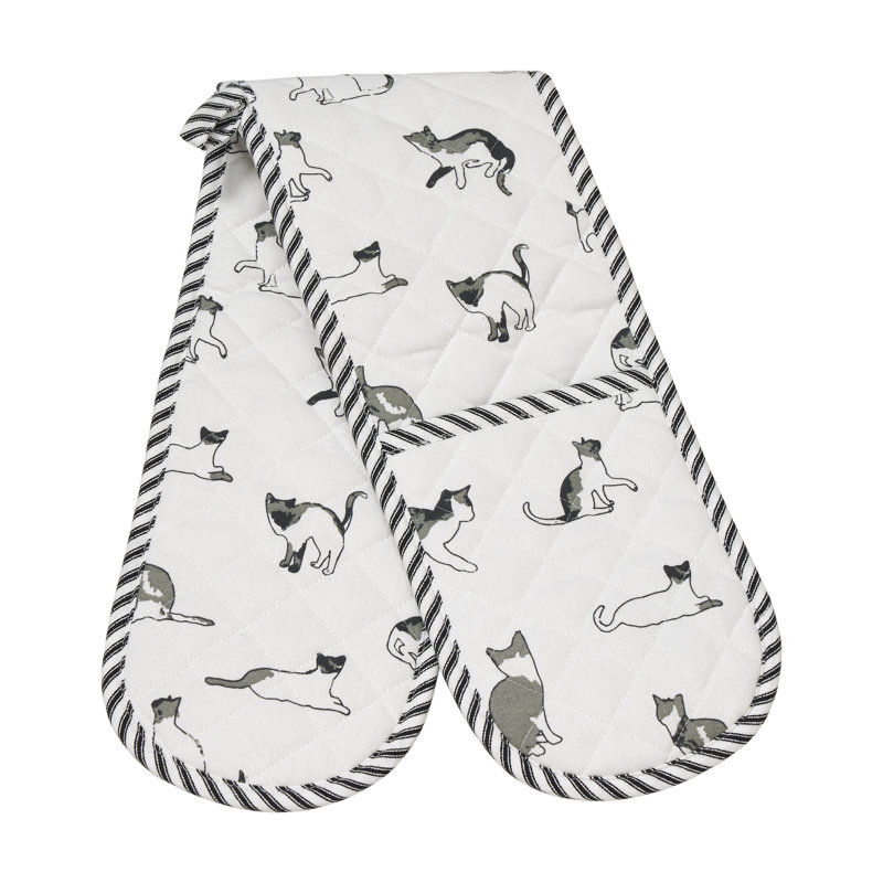 Penguin Home Cotton Oven Glove, White/Grey/Black