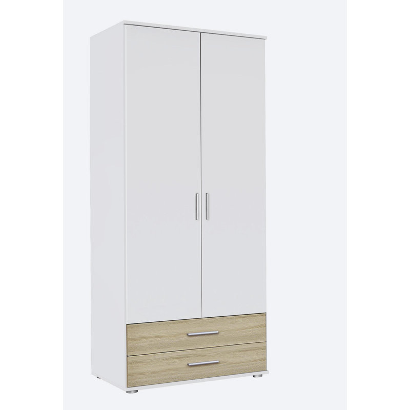 Rasant 2 Door Wardrobe, White/Light Brown