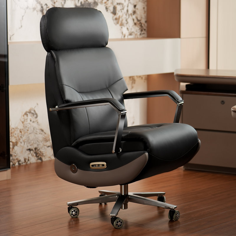 Fauteuil inclinable ergonomique Kinnls Carlo pendant de longues heures, fauteuil de bureau électrique et de bureau de luxe en cuir avec dossier chauffant et ventilant, refroidissement à 3 vitesses (noir)