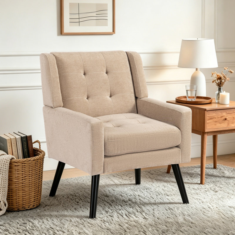 Fauteuil d'appoint Bolanle, Lin beige foncé