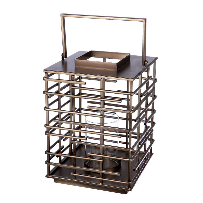 47cm Metal Tabletop Lantern, 47cm H x 26cm W x 26cm D