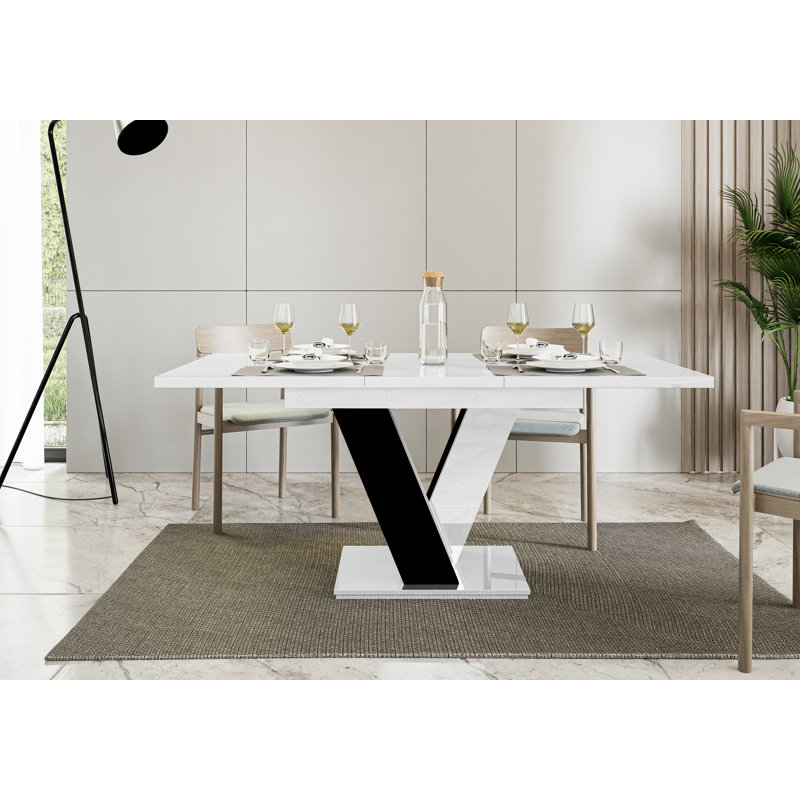 Masiv Extendable Dining Table, White Gloss/Black Gloss