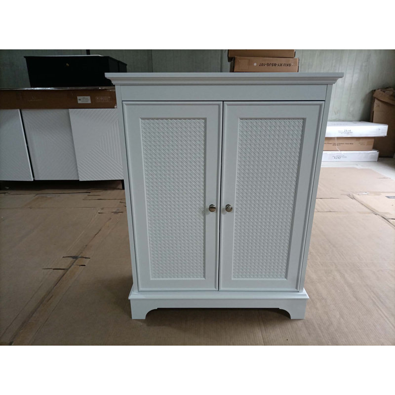 Armoire de rangement 2 portes en rotin avec cloison réglable