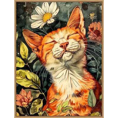 «Kitty Daisy» par Ilora, reproduction d'art sur toile encadrée