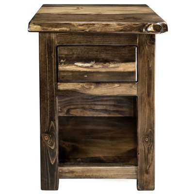 Collection Big Sky Live Edge, table de chevet à un tiroir avec teinture provincial et laque transparente - hauteur de 30 pouces