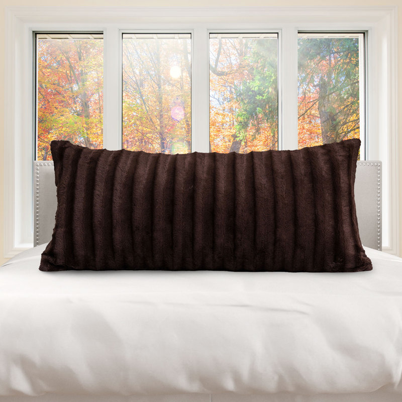 Chocolate Brown Faux Fur Rectangular Body Pillow