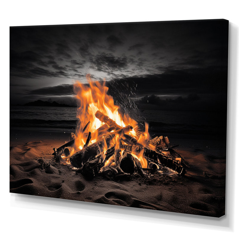 Sapin au bord de la mer au coucher du soleil III - Reproduction d'art nautique et de plage, H 34 po x l 44 po x P 1,5 po