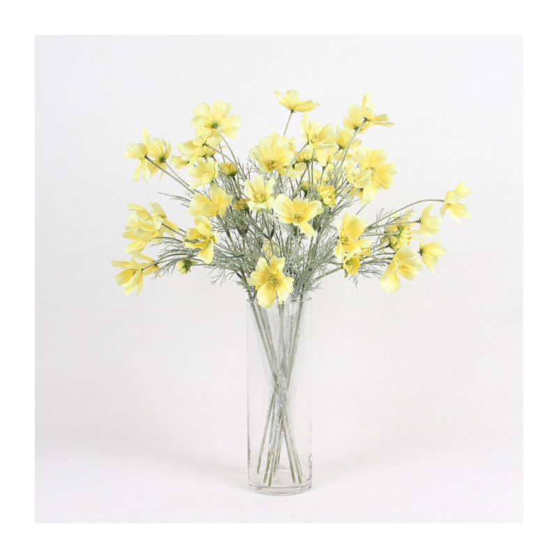 Tige de cascade en soie cosmos, Jaune, 3 tiges
